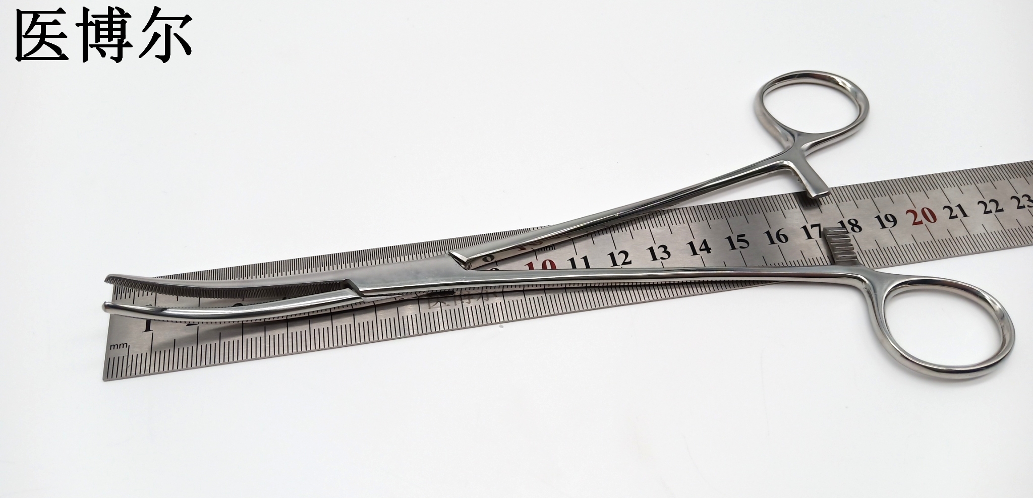 医用止血钳亮光弯头20cm