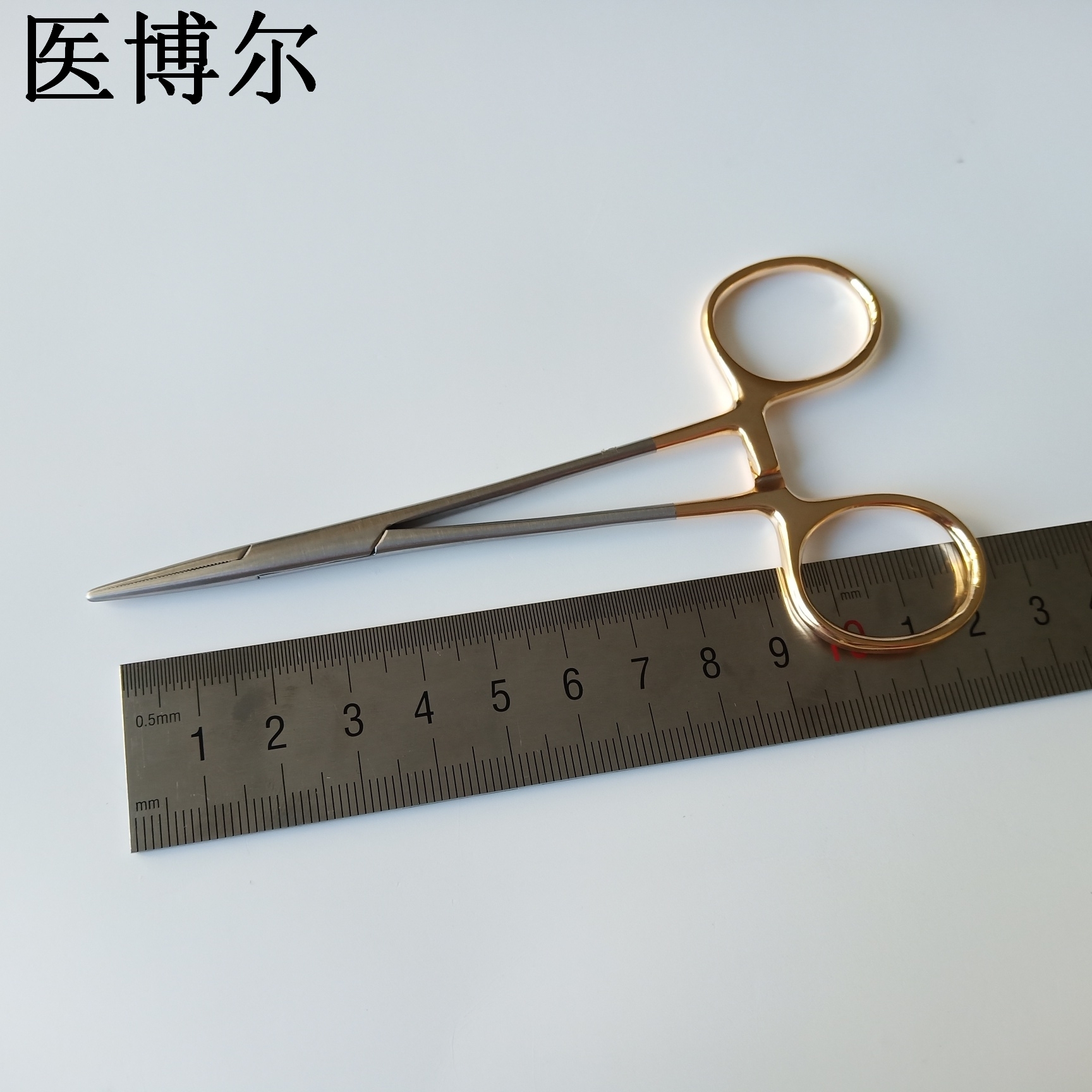 医用止血钳金柄精细直头12.5cm