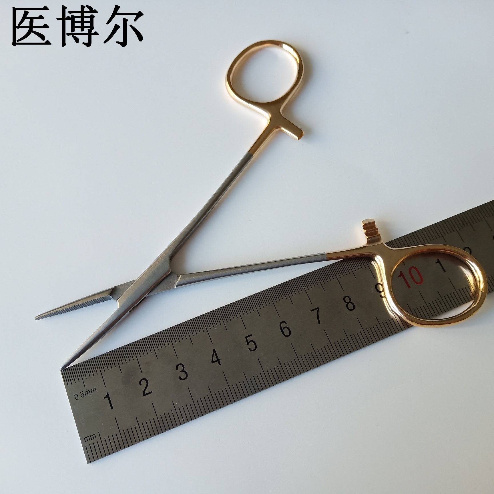 医用止血钳金柄精细直头12.5cm