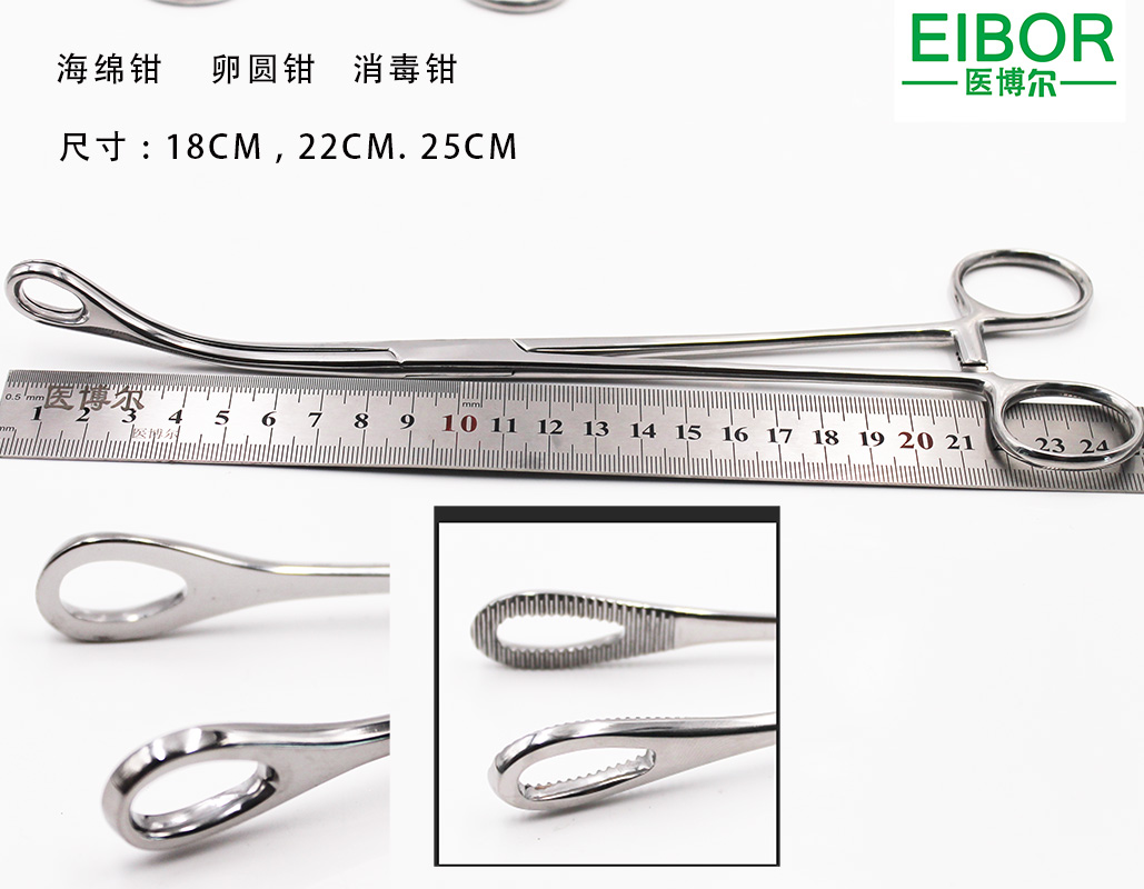 医用海绵钳直有齿25cm