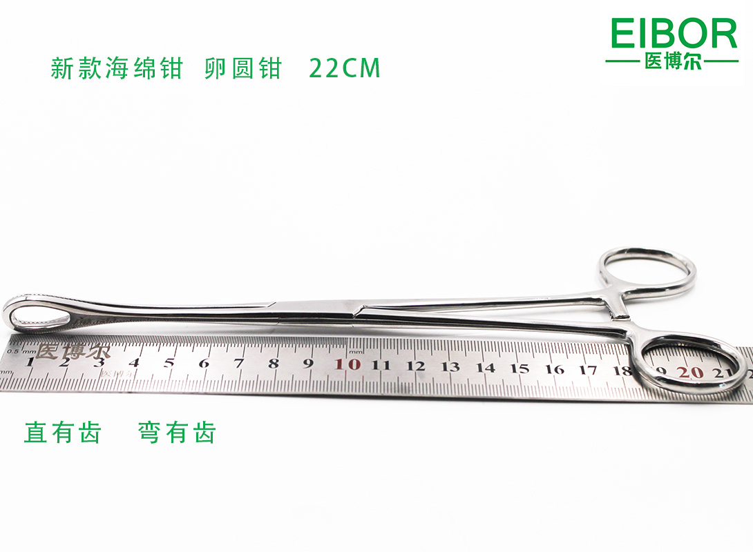医用海绵钳直有齿25cm
