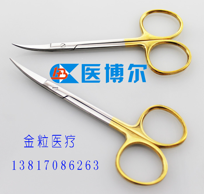 医用线剪金柄弯尖9.5cm