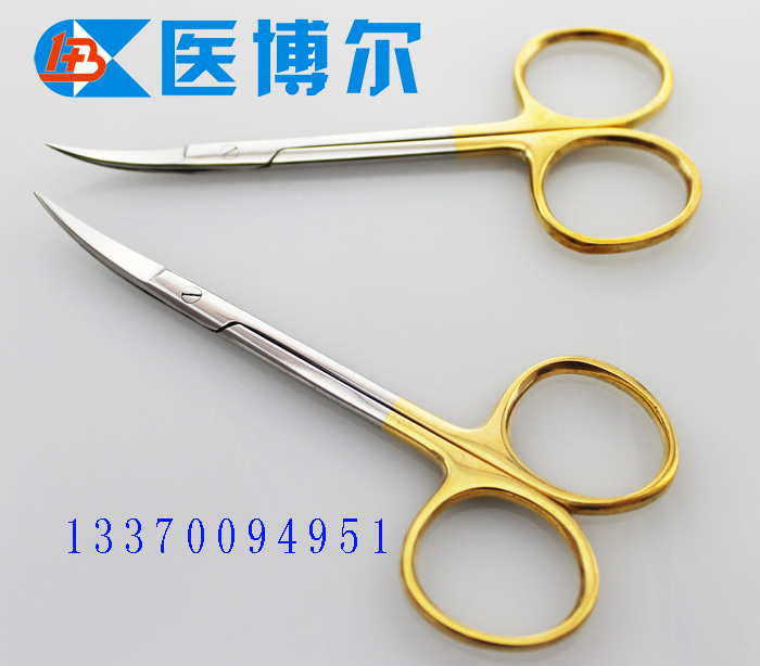 医用线剪金柄弯尖9.5cm