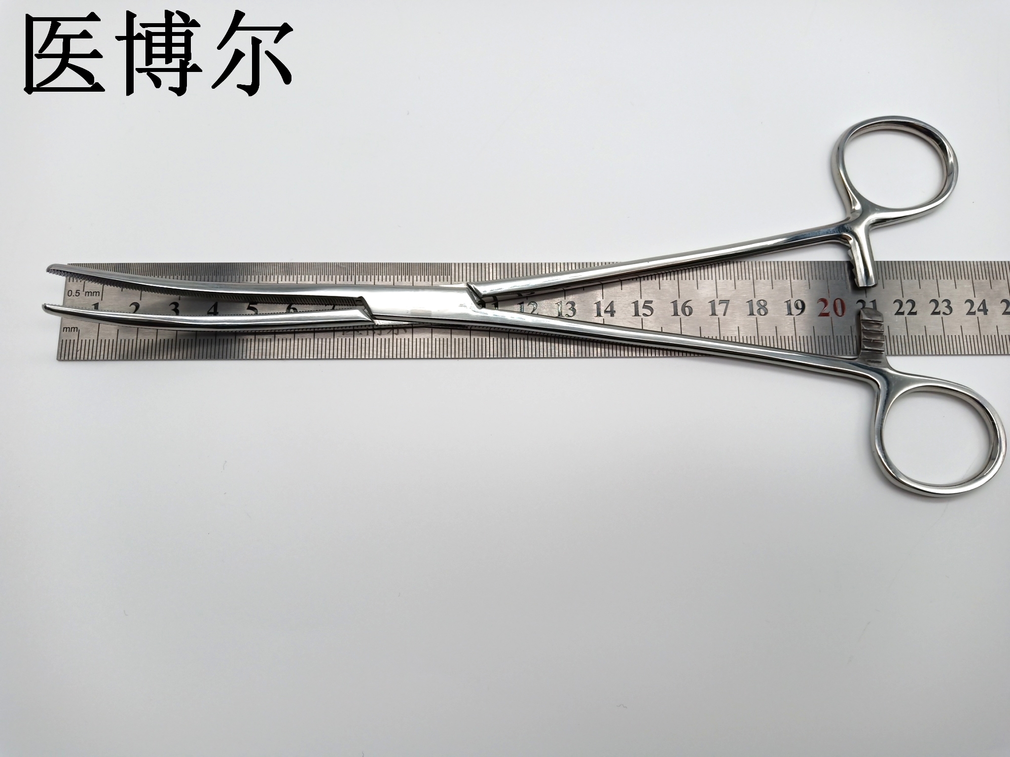 医用止血钳亮光弯头24cm