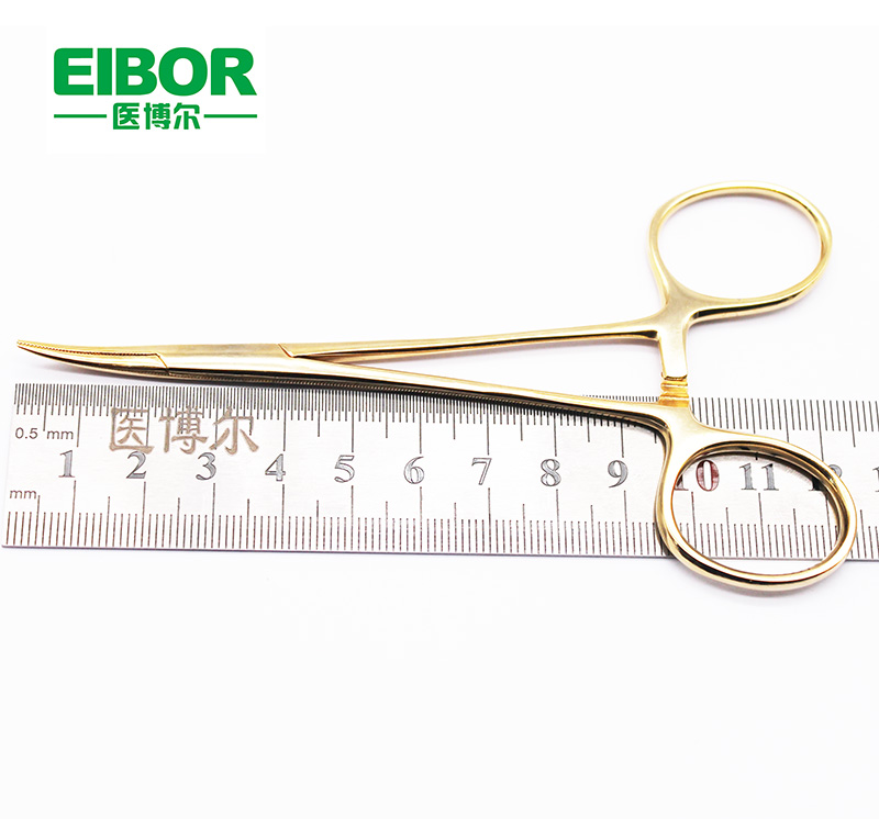 医用止血钳金色弯头12.5cm
