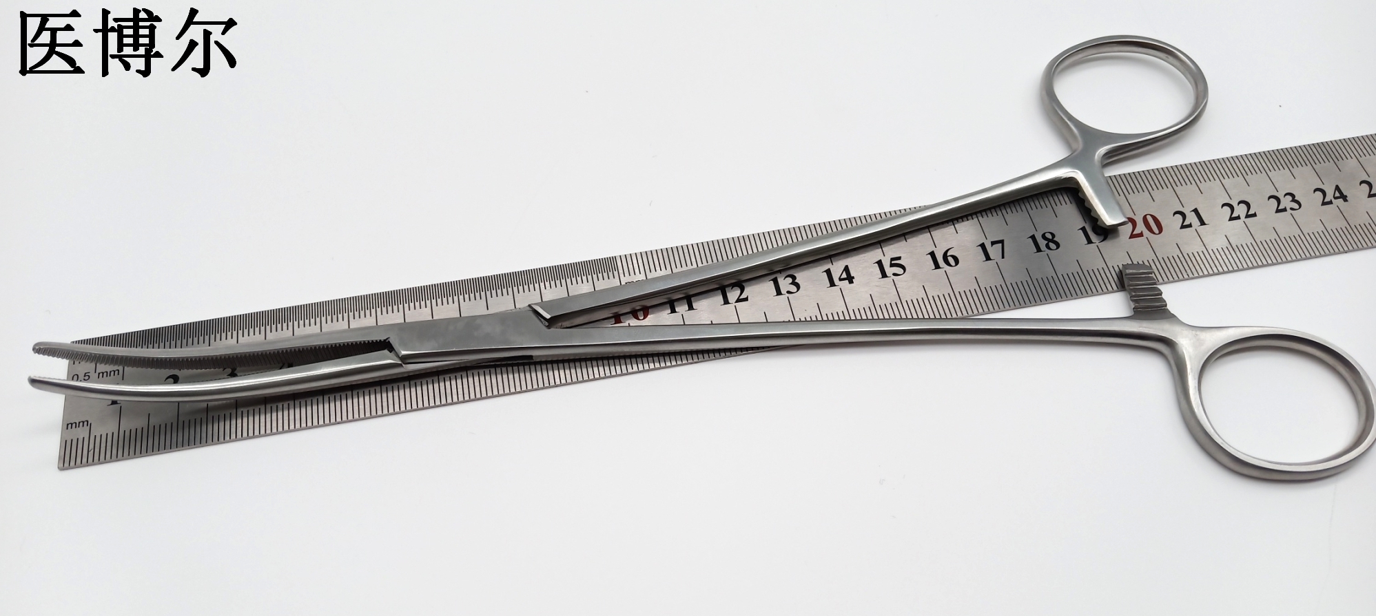 医用止血钳哑光弯头23cm