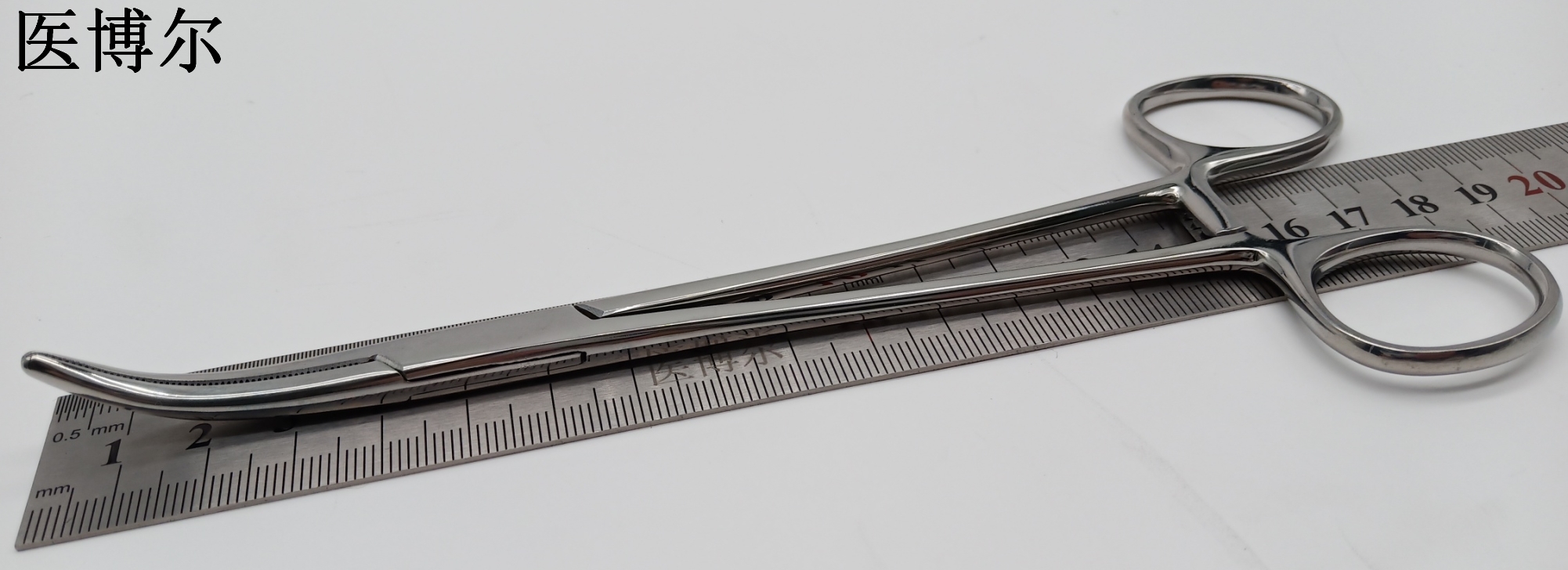 医用止血钳亮光弯头18cm