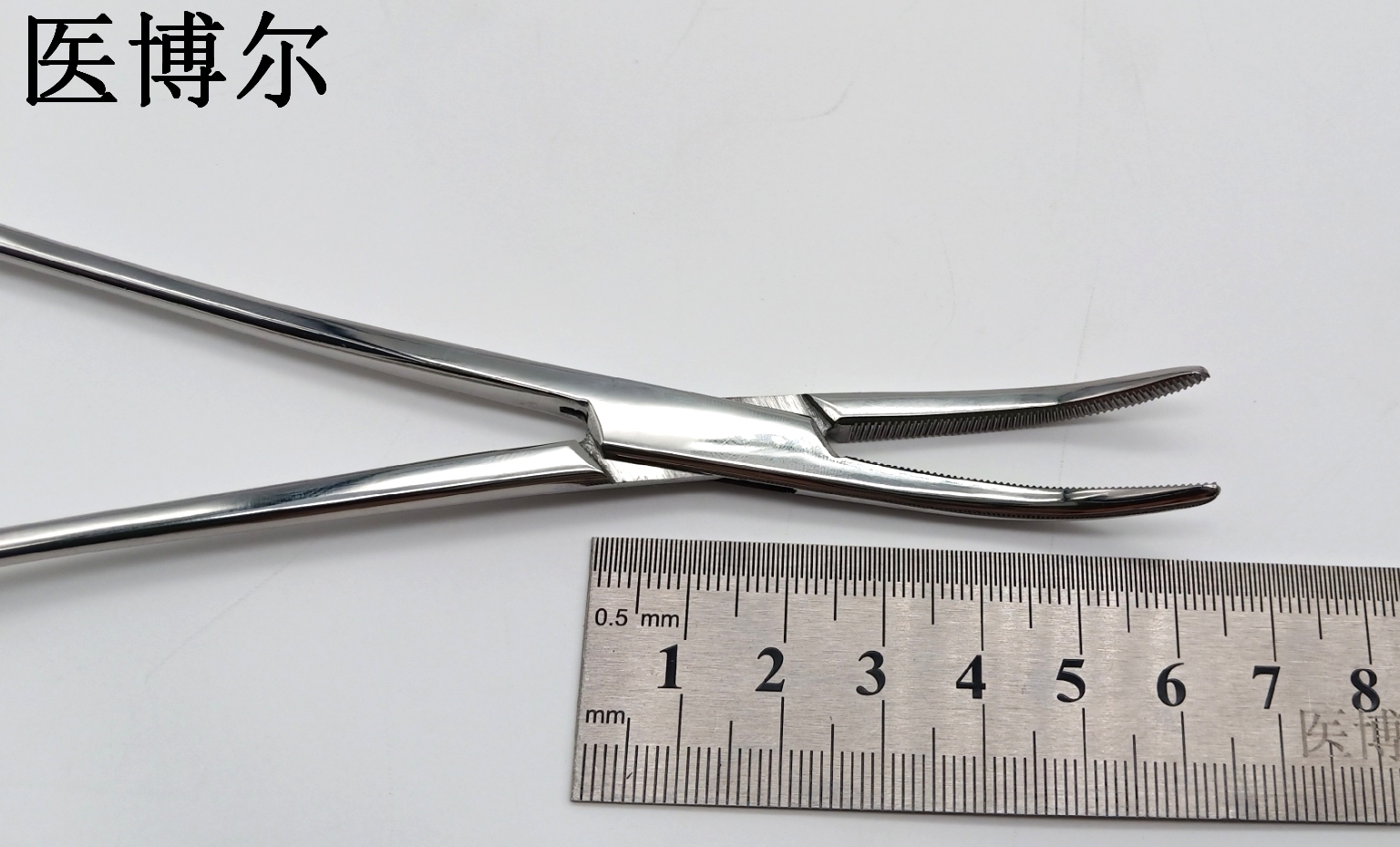 医用止血钳亮光弯头18cm