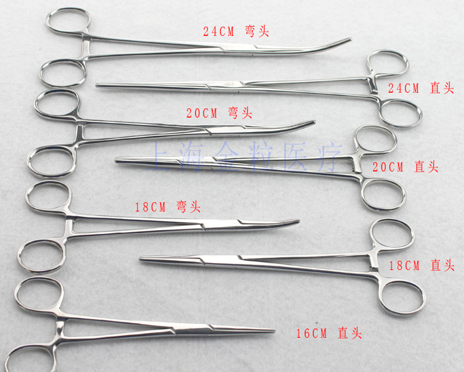 医用止血钳亮光弯头18cm